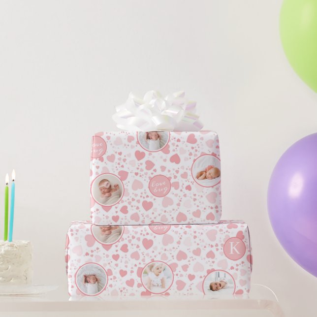 First Birthday Lovebug Personalise Photo Wrapping  Wrapping Paper (Party Gifts)