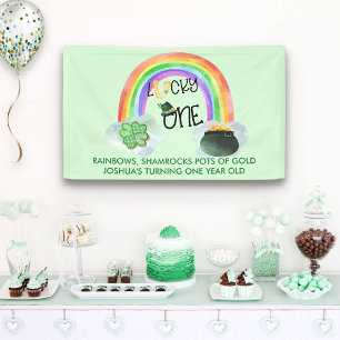 First Birthday Lucky One Rainbow Shamrock Poem Banner