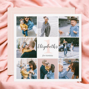 First Birthday Modern Photo Invitation