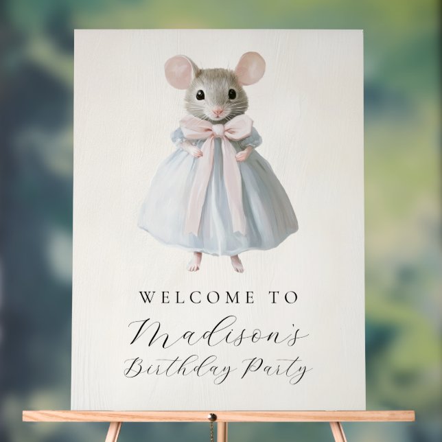 First Birthday Mouse Whimsical Victorian Birthday Acrylic Sign (Neutral)