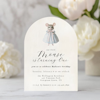 First Birthday Mouse Whimsical Victorian Birthday Invitation