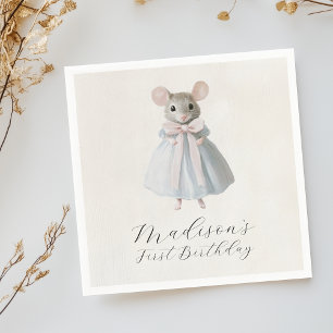 First Birthday Mouse Whimsical Victorian Birthday Napkin
