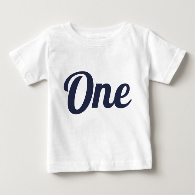 First Birthday Navy Baby T-Shirt (Front)