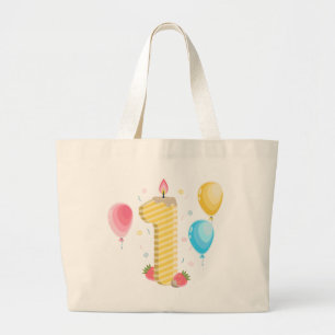 First Birthday Number One Illustration Large Tote Bag
