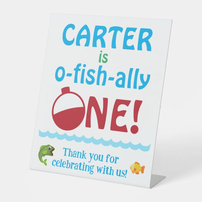 First Birthday O-fish-ally One Thank You Sign (Front)
