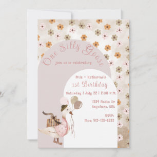 First Birthday One Silly Goose, Vintage Invitation
