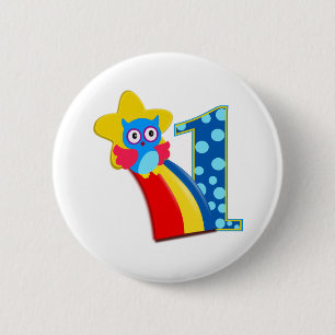 First Birthday Owl 6 Cm Round Badge
