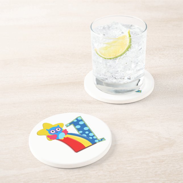 First Birthday Owl Coaster (Side)