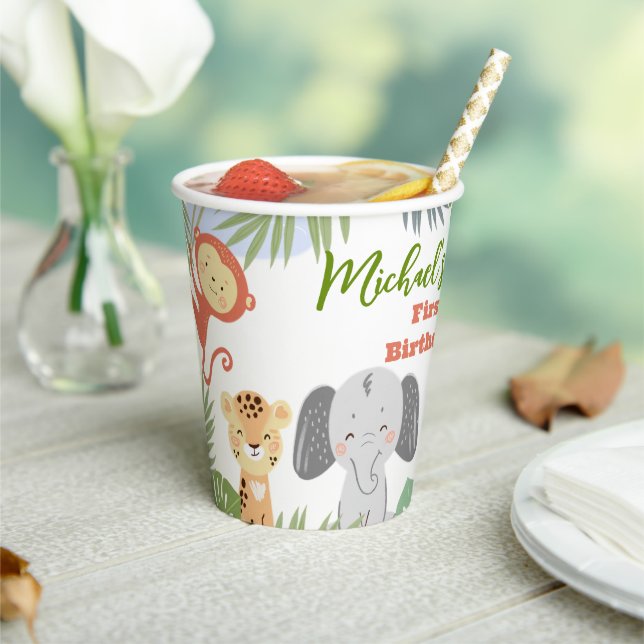 First birthday Paper cup with cute animals. (Insitu)