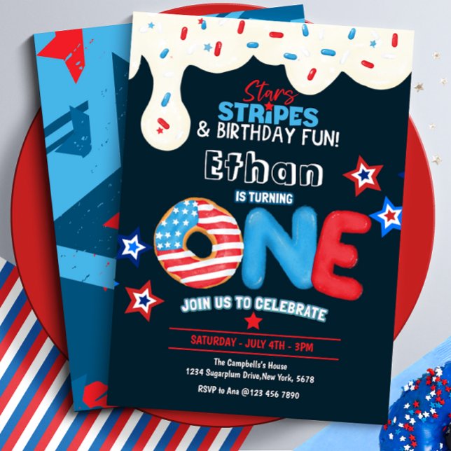 First Birthday Party 4th of July Invitation (Creator Uploaded)