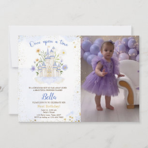 First birthday party a Princess Castle Photo Invitation