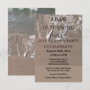 First Birthday Party Beach Nautical Custom Trendy Invitation
