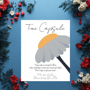 First Birthday Party Camomile Flower Cute Pastel Poster