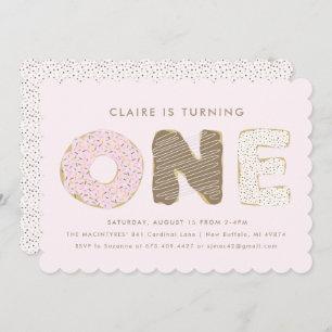 First Birthday Party Doughnut Theme Invitations
