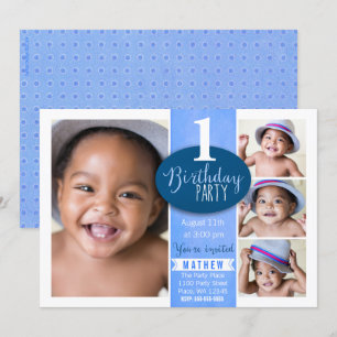 First Birthday Party Invitation Boy custom age