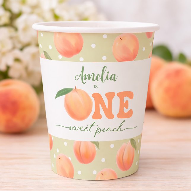 First Birthday Party One Sweet Peach Party Paper Cups (First Birthday Party One Sweet Peach Party Paper Cups)