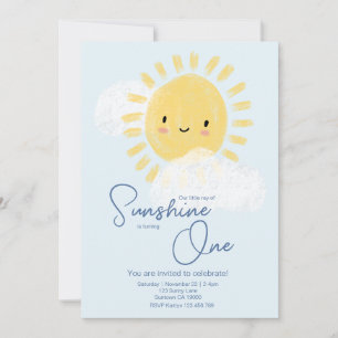 First Birthday Party Ray of Sunshine Cute Baby  Invitation