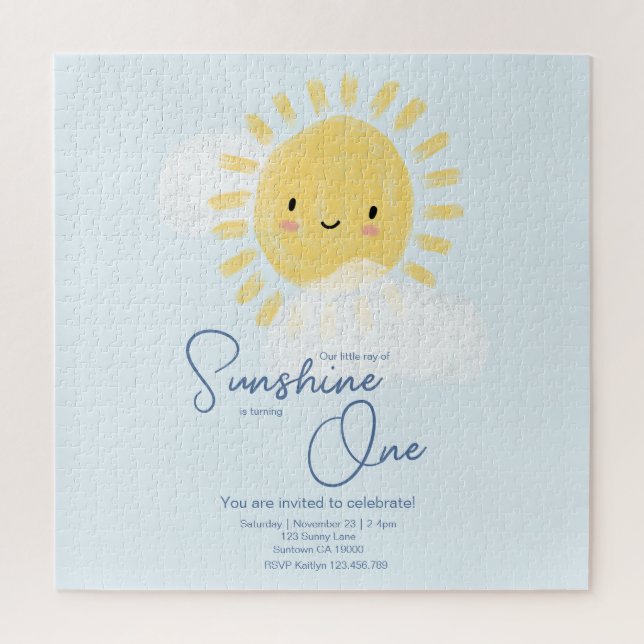 First Birthday Party Ray of Sunshine Cute Baby  Jigsaw Puzzle (Vertical)