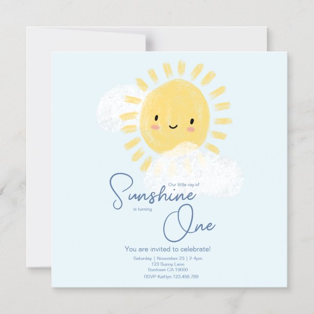 First Birthday Party Ray of Sunshine Cute Baby  Magnetic Invitation (Front)