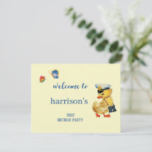 FIRST BIRTHDAY PARTY Sailor duck Postcard