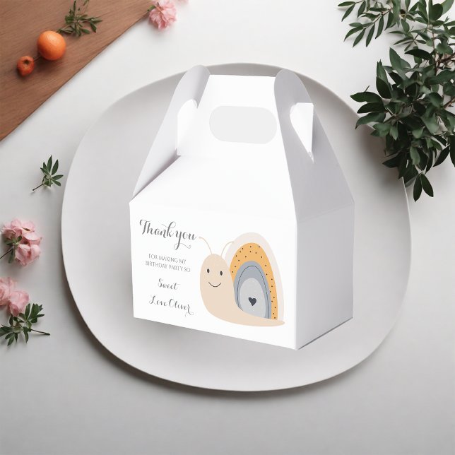 First Birthday Party Snail Rainbow Cute Pastel  Favour Box (Creator Uploaded)