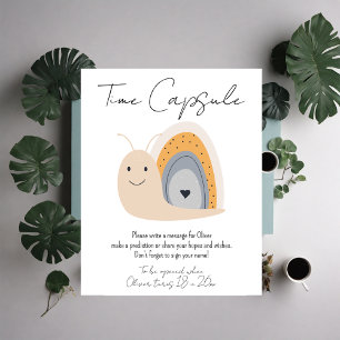 First Birthday Party Snail Rainbow Time Capsule Poster