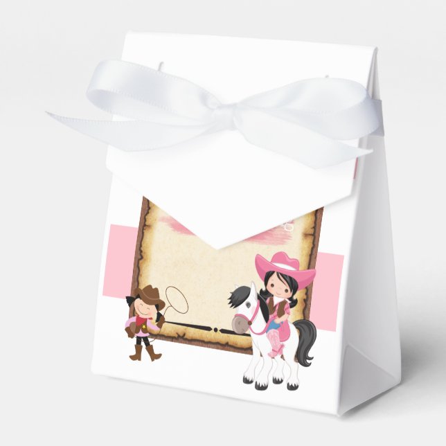 First birthday party wild west cowgirls favour bag box (Front Side)