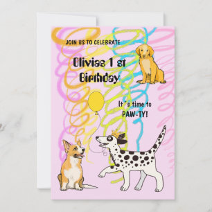 First birthday party WITH DOGGY FRIENDS Invitation