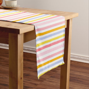 First Birthday Pastel Stripes Short Table Runner