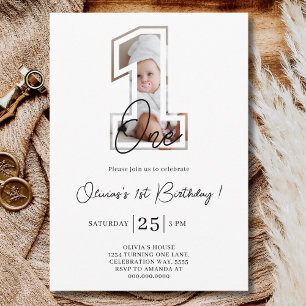 First Birthday Photo 1st Birthday Party Boy Girl Invitation