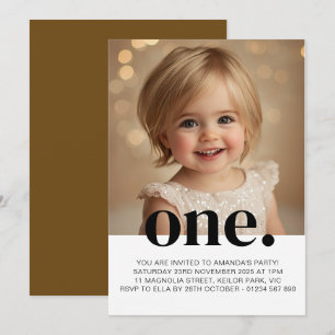 First Birthday Photo Invitation in Black & White