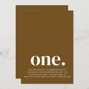 First Birthday Photo Invitation in Caramel Brown