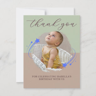 First Birthday Photo Shooting Star Thank You Card
