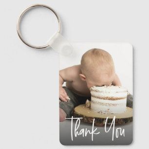 First Birthday Photo Thank You Personalized Party Key Ring
