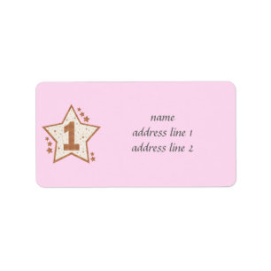 First Birthday Pink and Gold Star Label