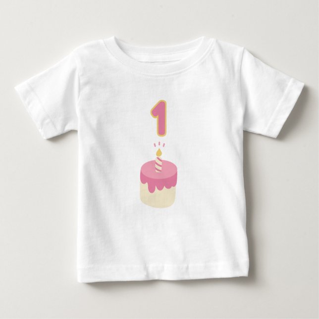 First birthday pink cake  baby T-Shirt (Front)
