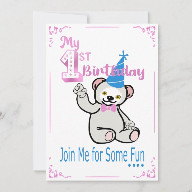 First Birthday Pink Invitation (Front)