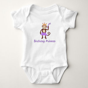 First Birthday Princess Monkey T-Shirt Baby Bodysuit