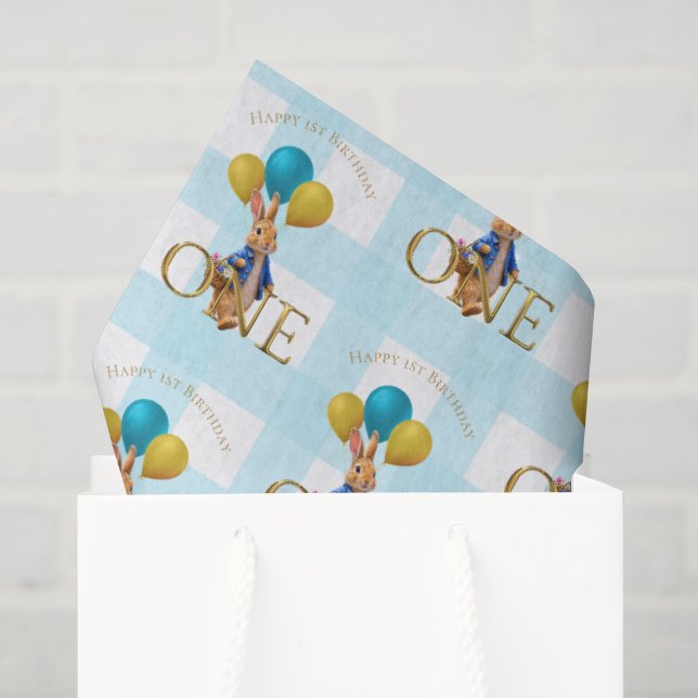 First Birthday Rabbit Strolling  Tissue Paper (Gift Bag)