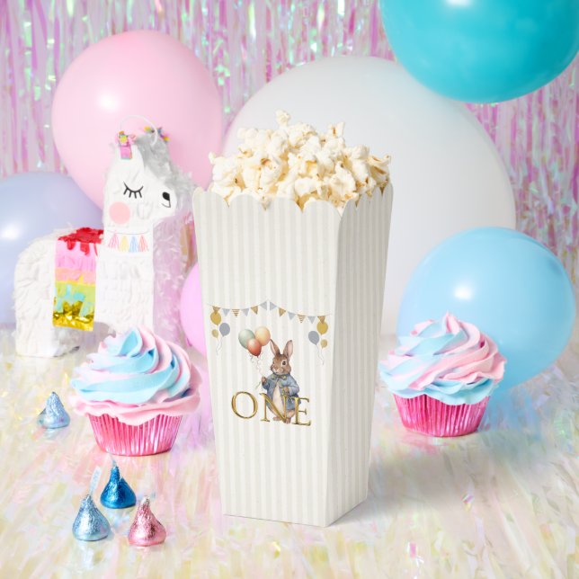 First Birthday Rabbit with balloons  Favour Box (Party)
