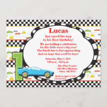 First Birthday Racecar Invitation