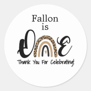 First Birthday, Rainbow invite, ONE Classic Round Sticker