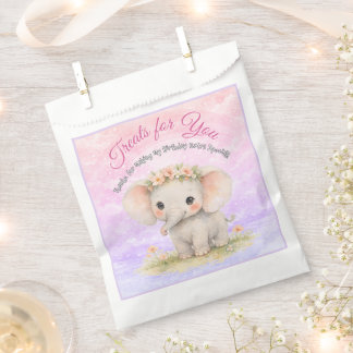 First Birthday Rainbow Party Baby Elephant Girl Favour Bag
