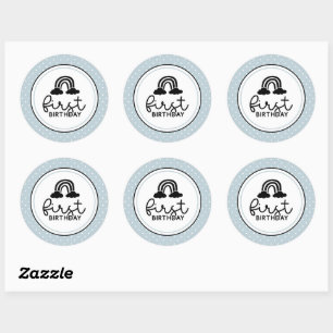 First Birthday rainbows and polka dots milestone Classic Round Sticker
