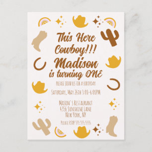 First Birthday Rainbows Rodeos Groovy Birthday   Postcard