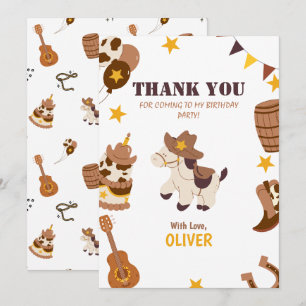 First Birthday Rodeo Boy 1st Thank You Flat Card