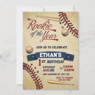 First Birthday Rookie of the Year Invitation