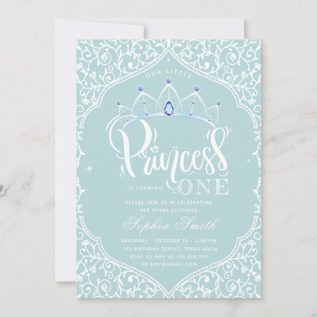 First Birthday Royal Little Princess Ornamental Invitation (Front)