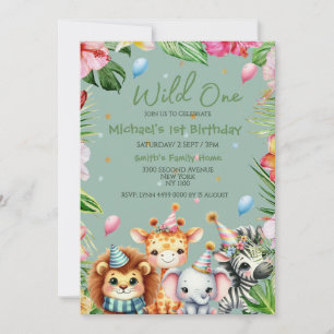 First Birthday Safari Animal Wild One Floral