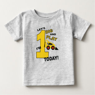 First birthday shirt construction bulldozer